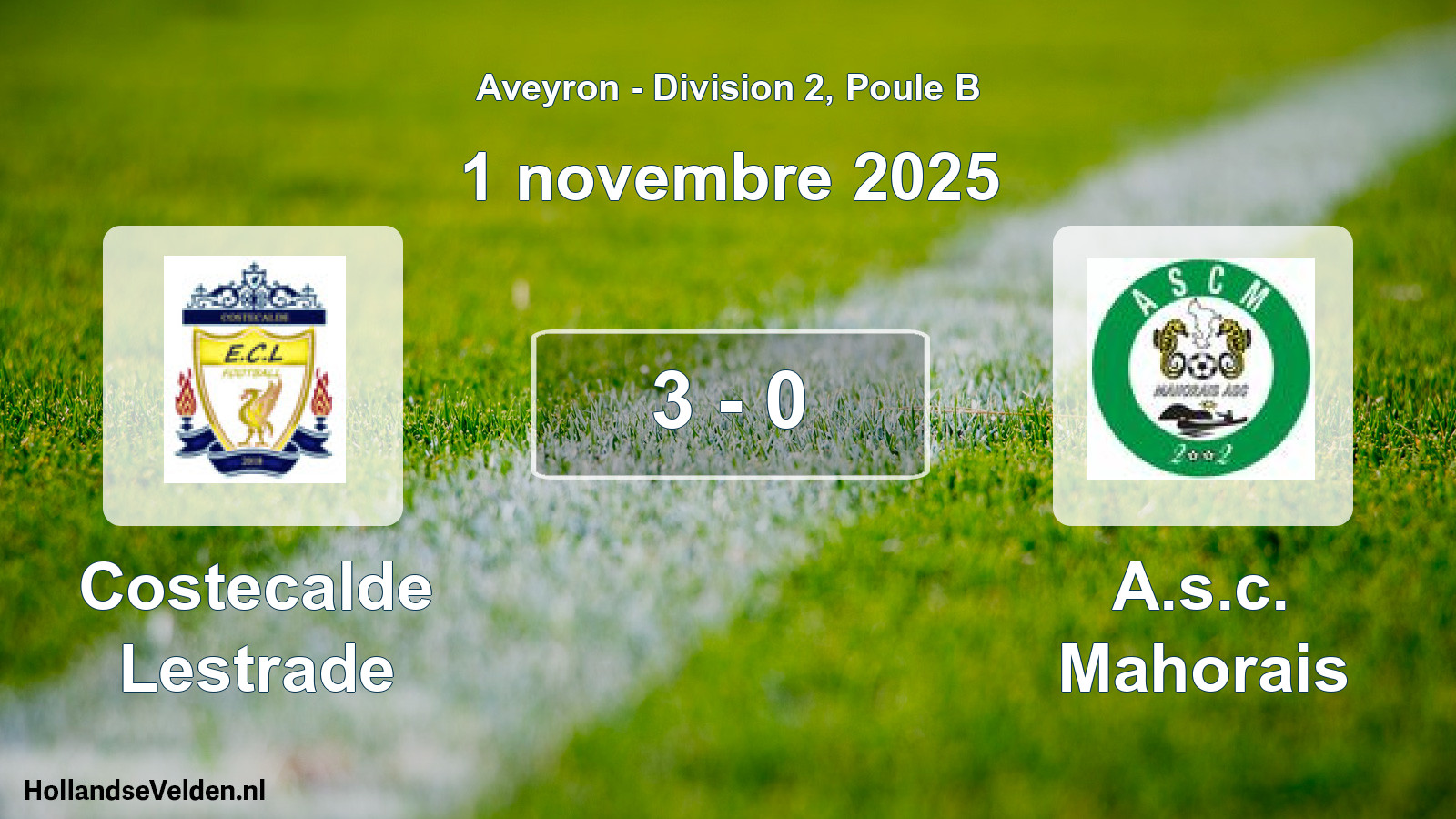 Gespeelde wedstrijd: Costecalde Lestrade - A.s.c. Mahorais 3 - 0 (1 november 2025)