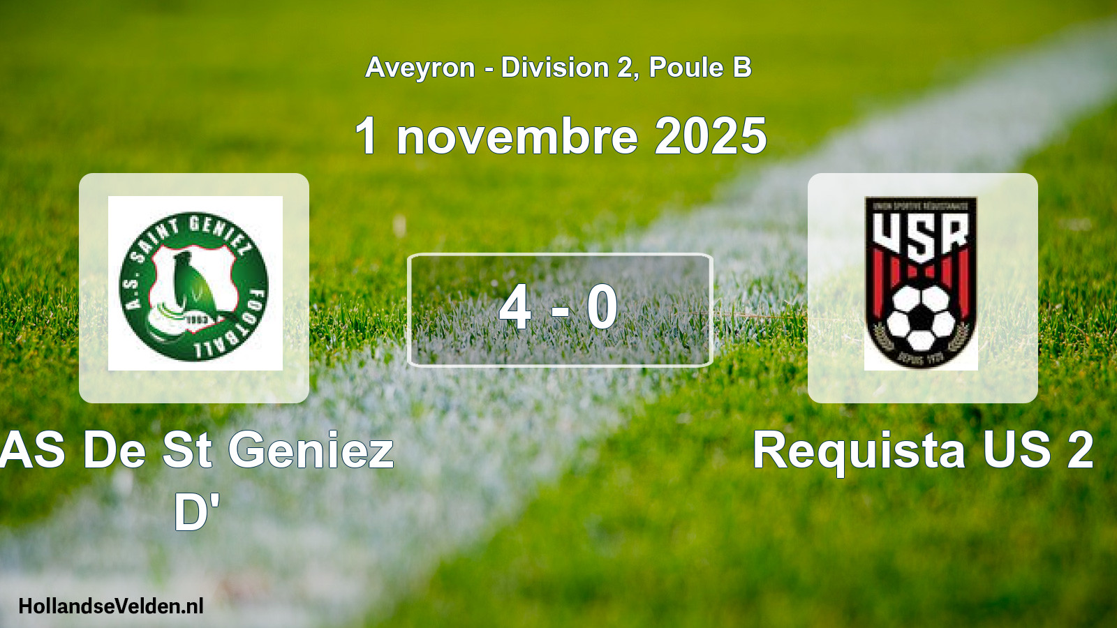 Match joué: AS De St Geniez D' - Requista US 2 4 - 0 (1 novembre 2025)