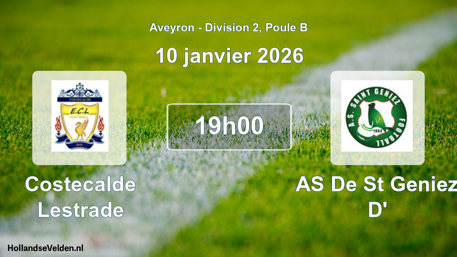 Match programmé: Costecalde Lestrade - AS De St Geniez D' (10 janvier 2026)