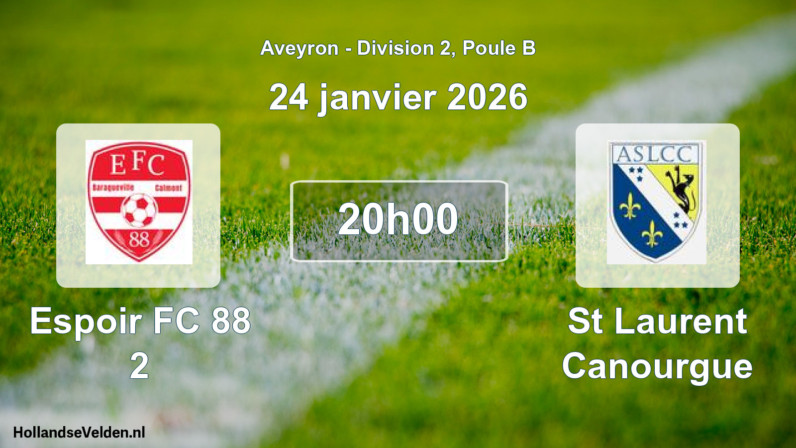 Match programmé: Espoir FC 88 2 - St Laurent Canourgue (24 janvier 2026)