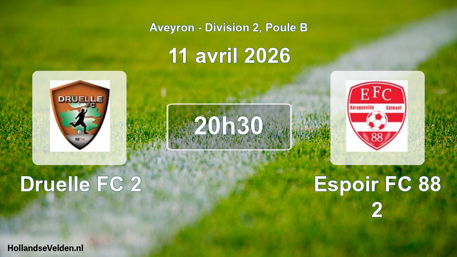 Match programmé: Druelle FC 2 - Espoir FC 88 2 (11 avril 2026)