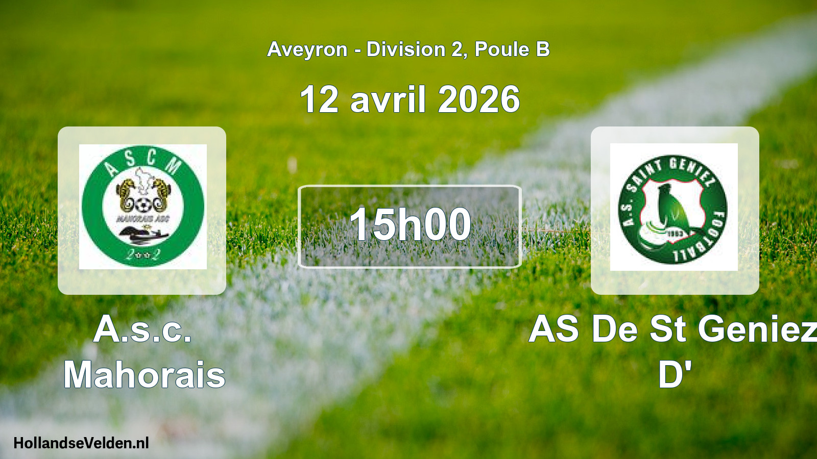 Geplande wedstrijd: A.s.c. Mahorais - AS De St Geniez D' (12 april 2026)