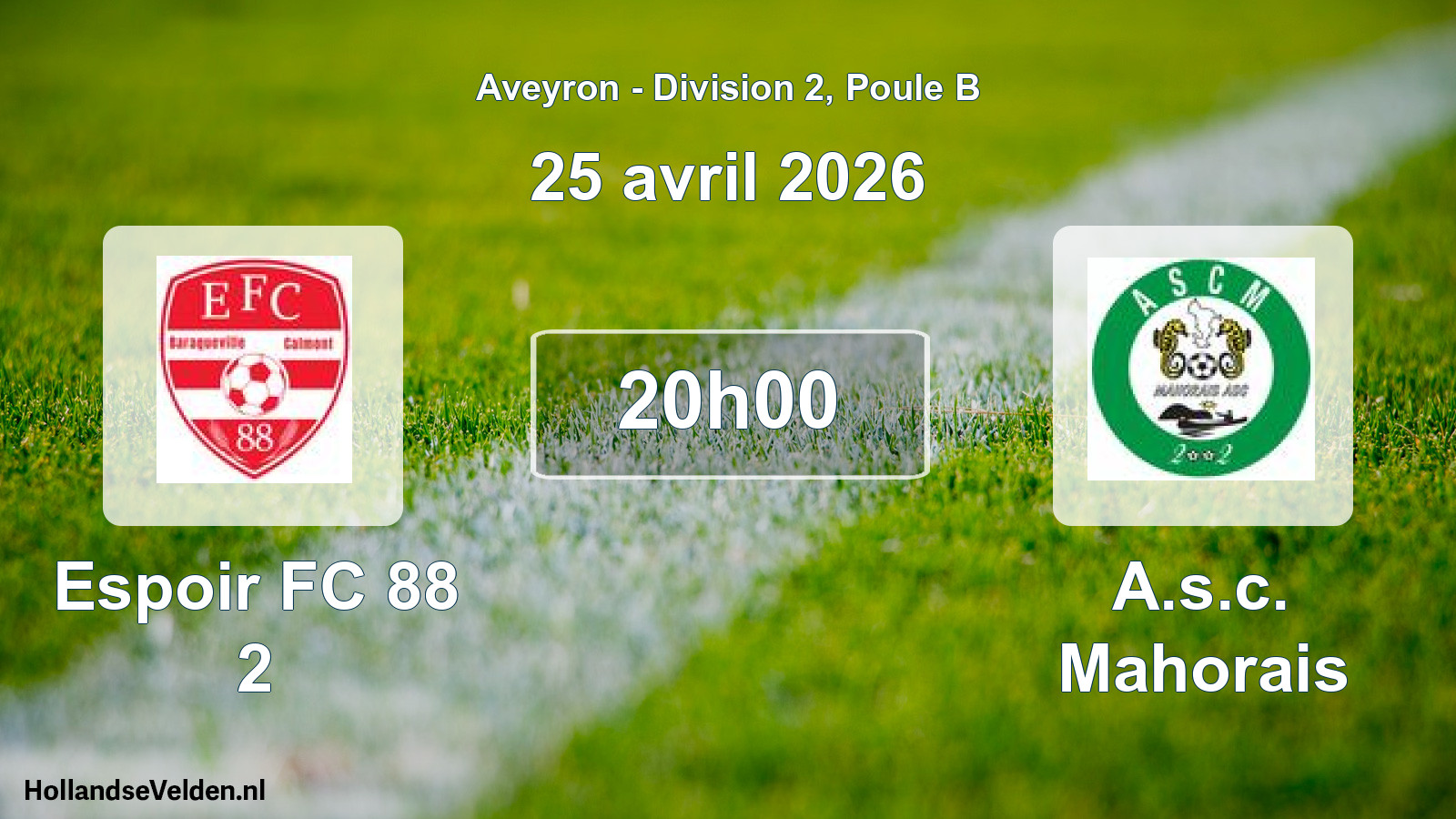 Match programmé: Espoir FC 88 2 - A.s.c. Mahorais (25 avril 2026)