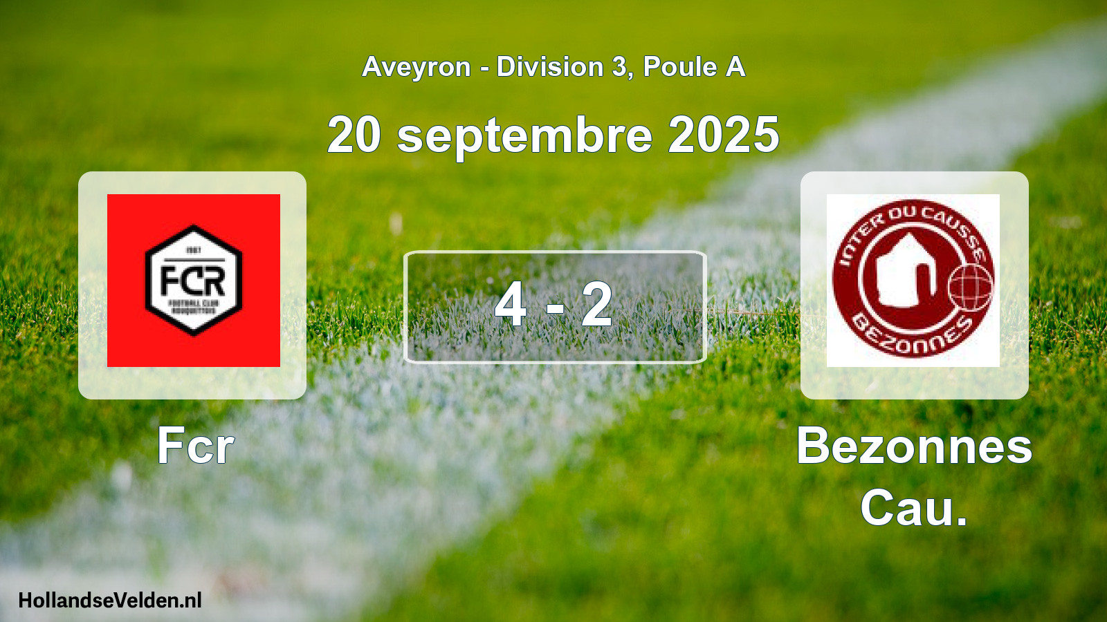 Gespeelde wedstrijd: Fcr - Bezonnes Cau. 4 - 2 (20 september 2025)