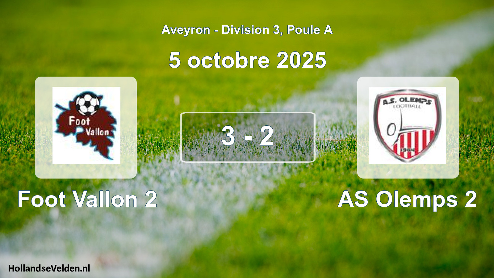 Gespeelde wedstrijd: Foot Vallon 2 - AS Olemps 2 3 - 2 (5 oktober 2025)