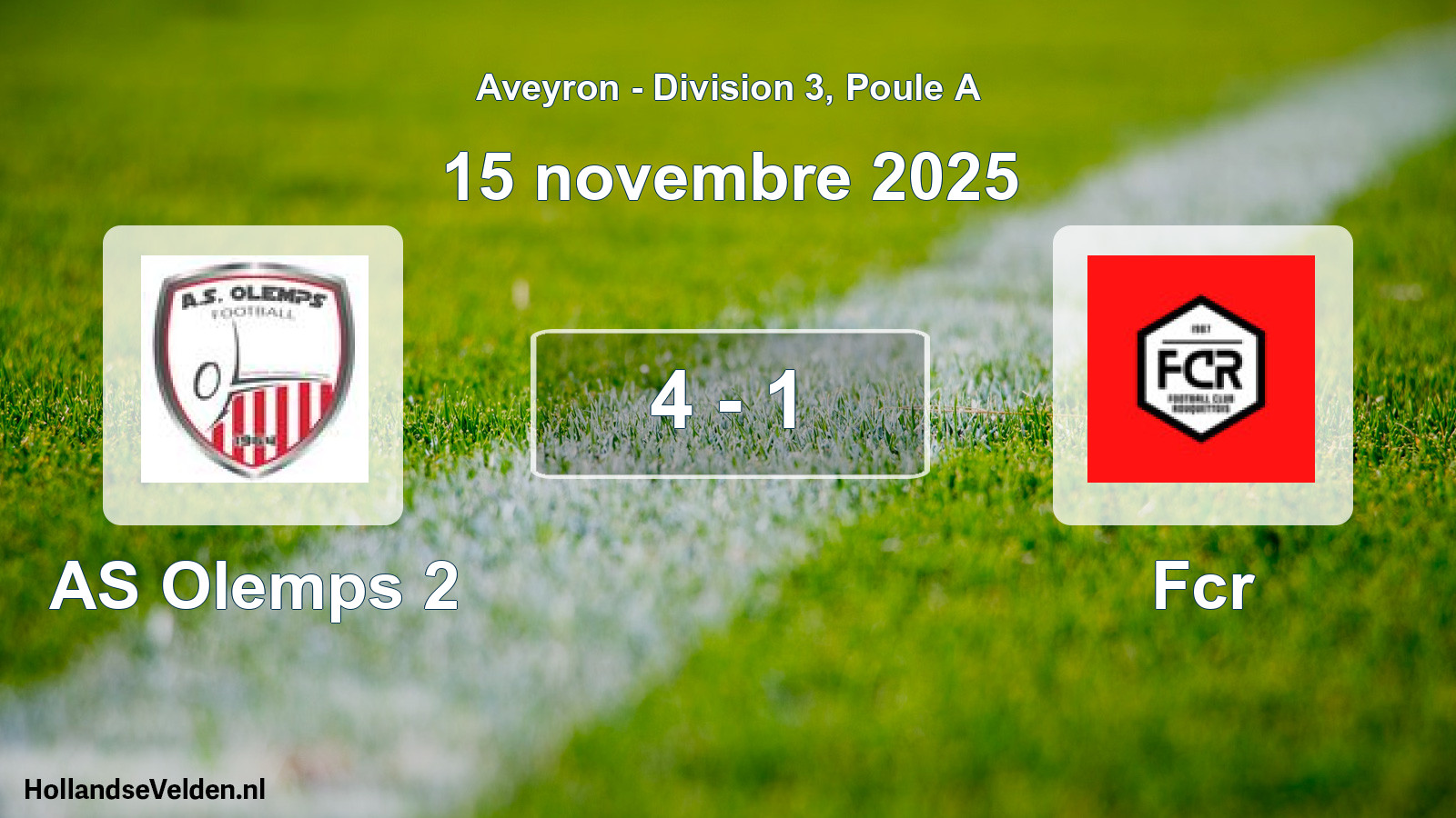 Match joué: AS Olemps 2 - Fcr 4 - 1 (15 novembre 2025)