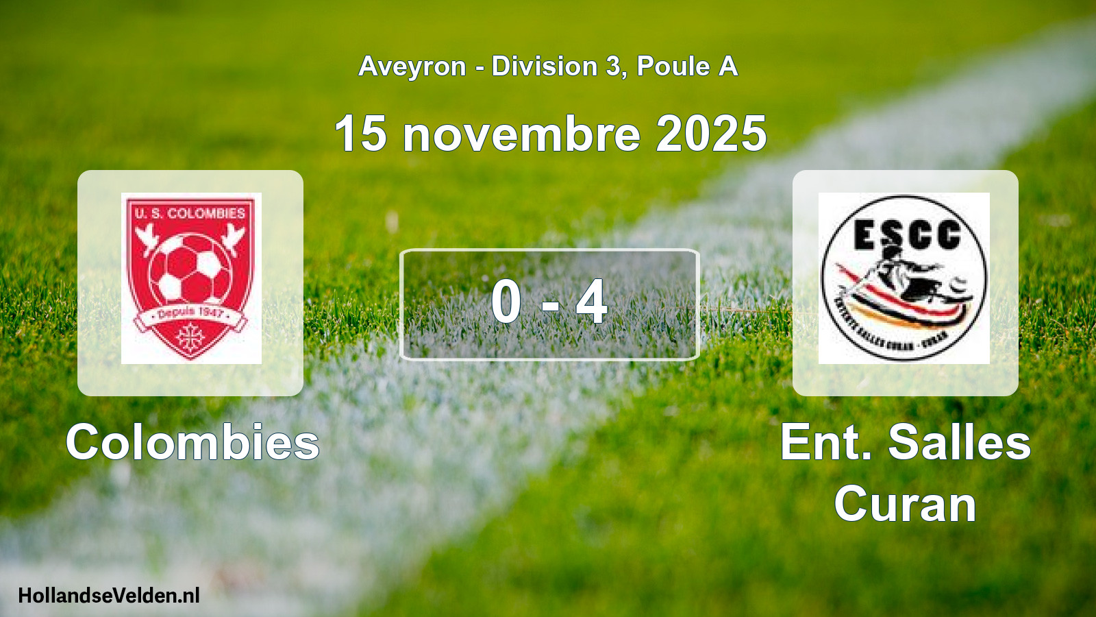 Match joué: Colombies - Ent. Salles Curan 0 - 4 (15 novembre 2025)