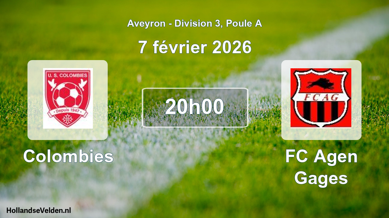 Match programmé: Colombies - FC Agen Gages (7 février 2026)