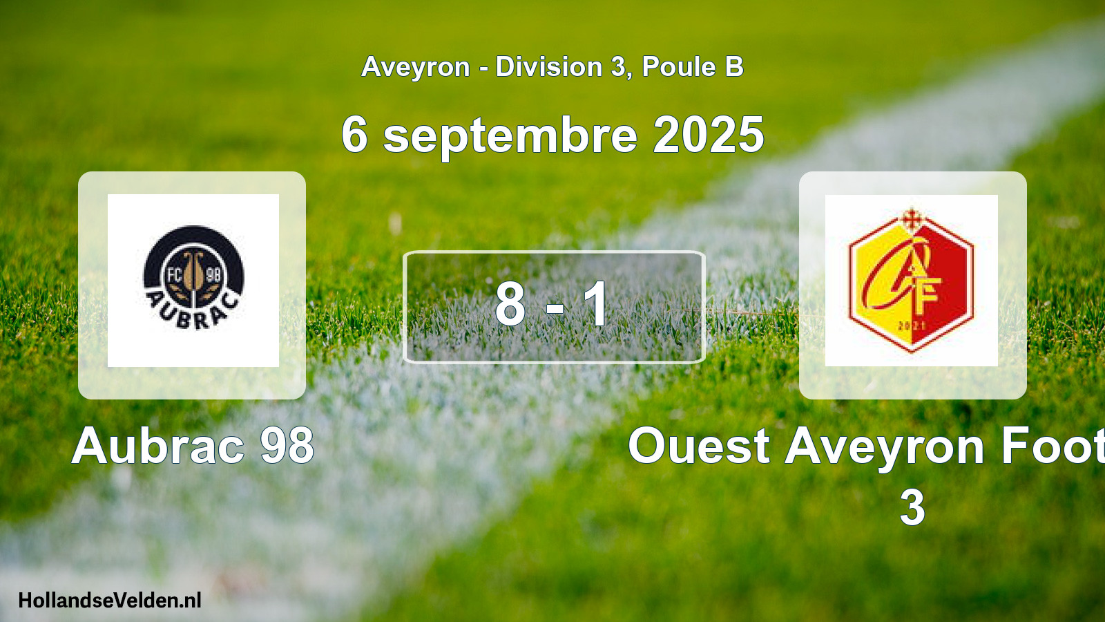 Gespeelde wedstrijd: Aubrac 98 - Ouest Aveyron Football 3 8 - 1 (6 september 2025)