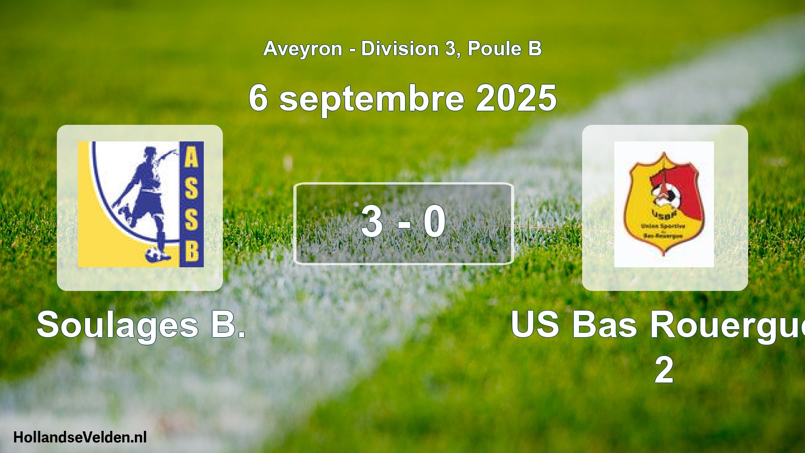 Match joué: Soulages B. - US Bas Rouergue 2 3 - 0 (6 septembre 2025)