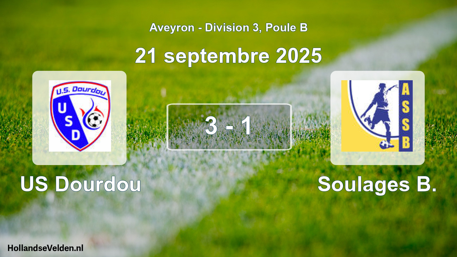 Total number of matches played: US Dourdou - Soulages B. 3 - 1 (21 September 2025)