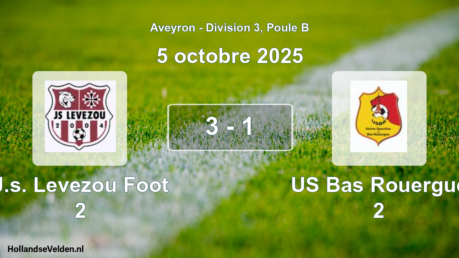 Match joué: J.s. Levezou Foot 2 - US Bas Rouergue 2 3 - 1 (5 octobre 2025)