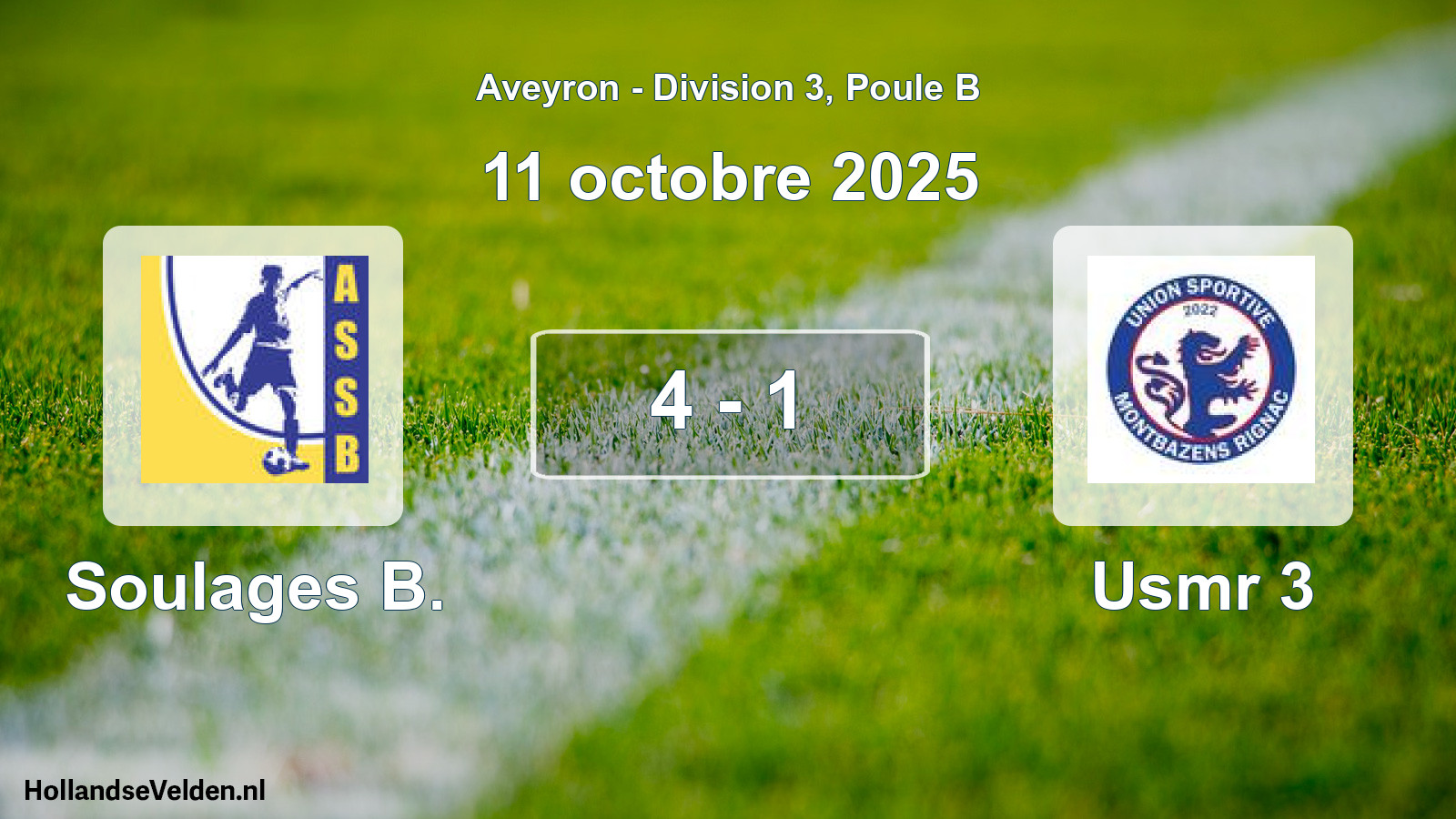 Total number of matches played: Soulages B. - Usmr 3 4 - 1 (11 October 2025)