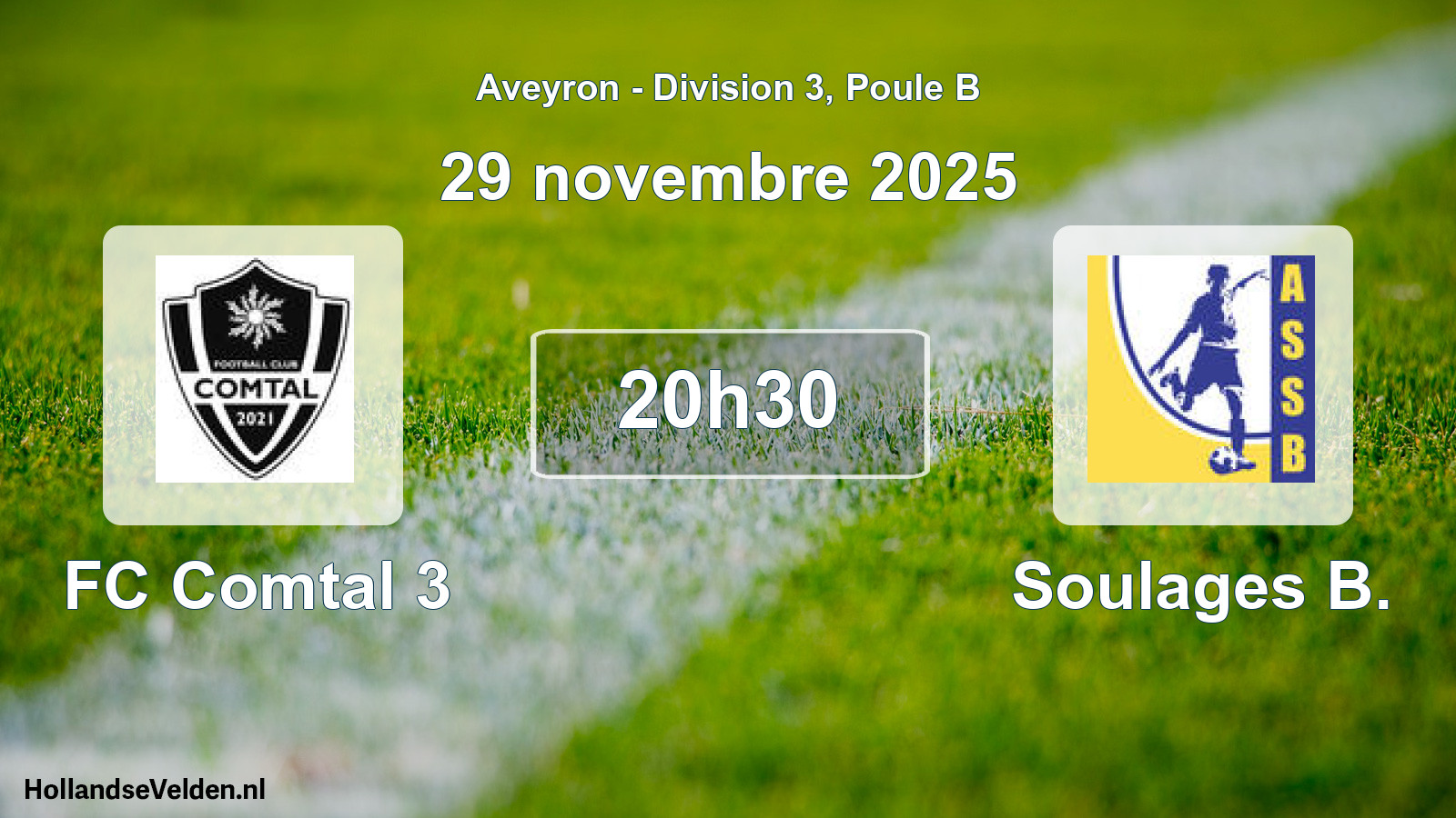 Match programmé: FC Comtal 3 - Soulages B. (29 novembre 2025)