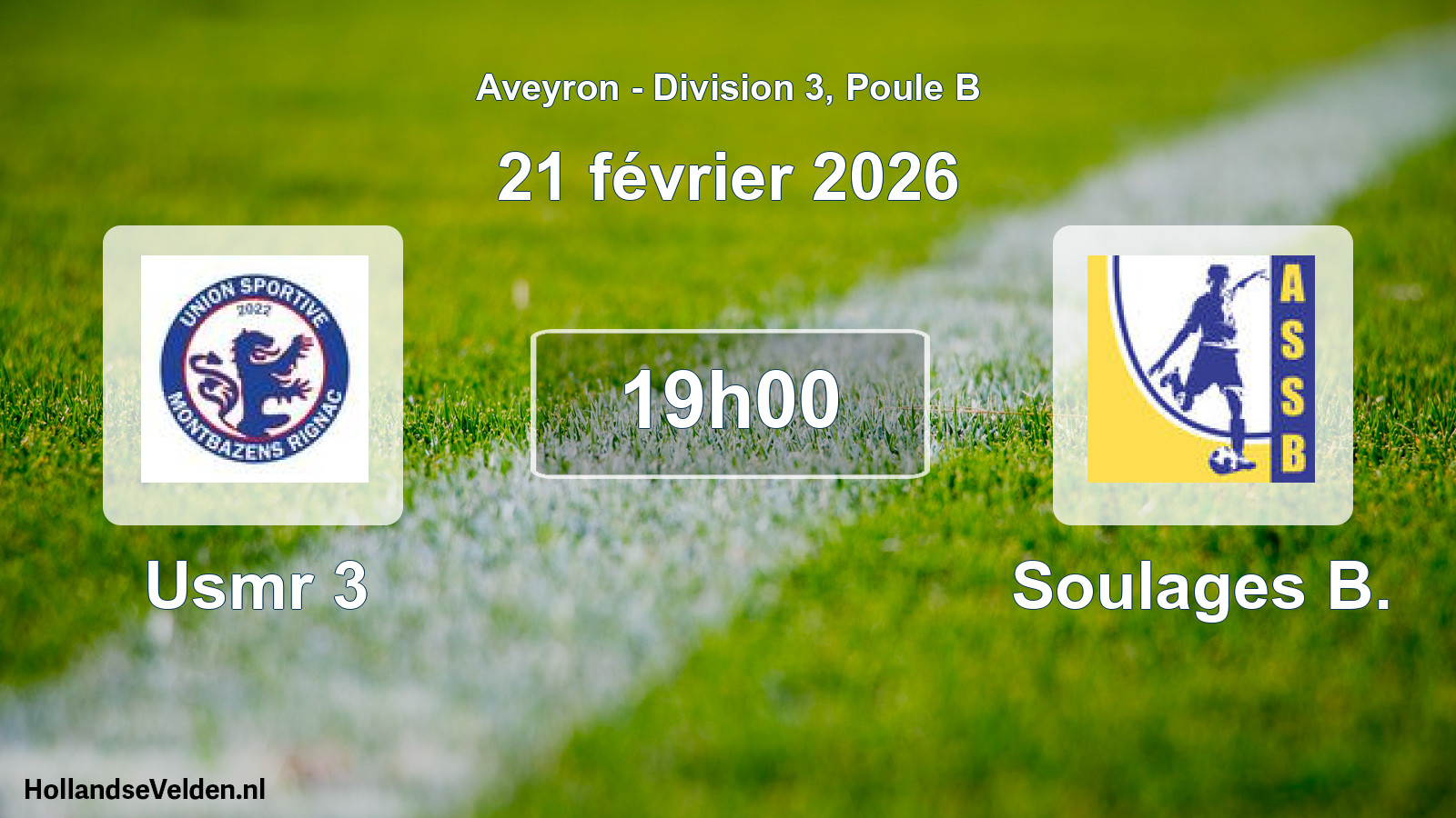 Match programmé: Usmr 3 - Soulages B. (21 février 2026)