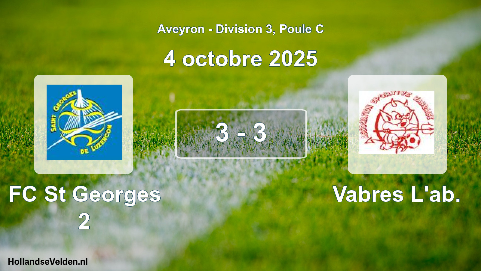 Match joué: FC St Georges 2 - Vabres L'ab. 3 - 3 (4 octobre 2025)