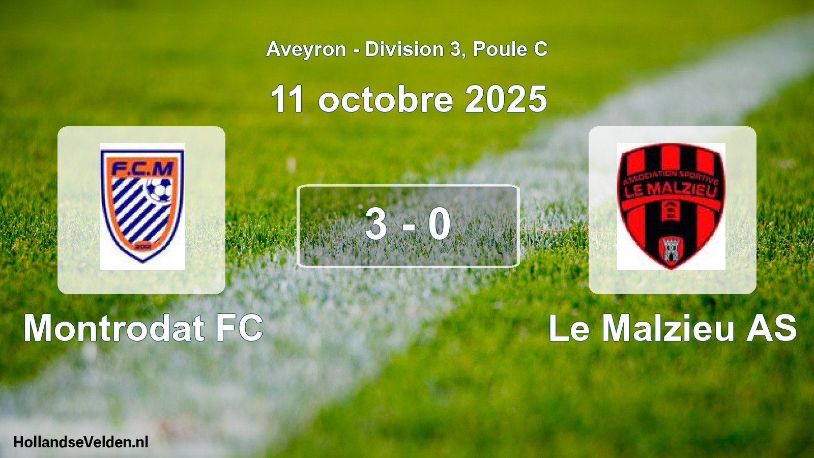 Match joué: Montrodat FC - Le Malzieu AS 3 - 0 (11 octobre 2025)