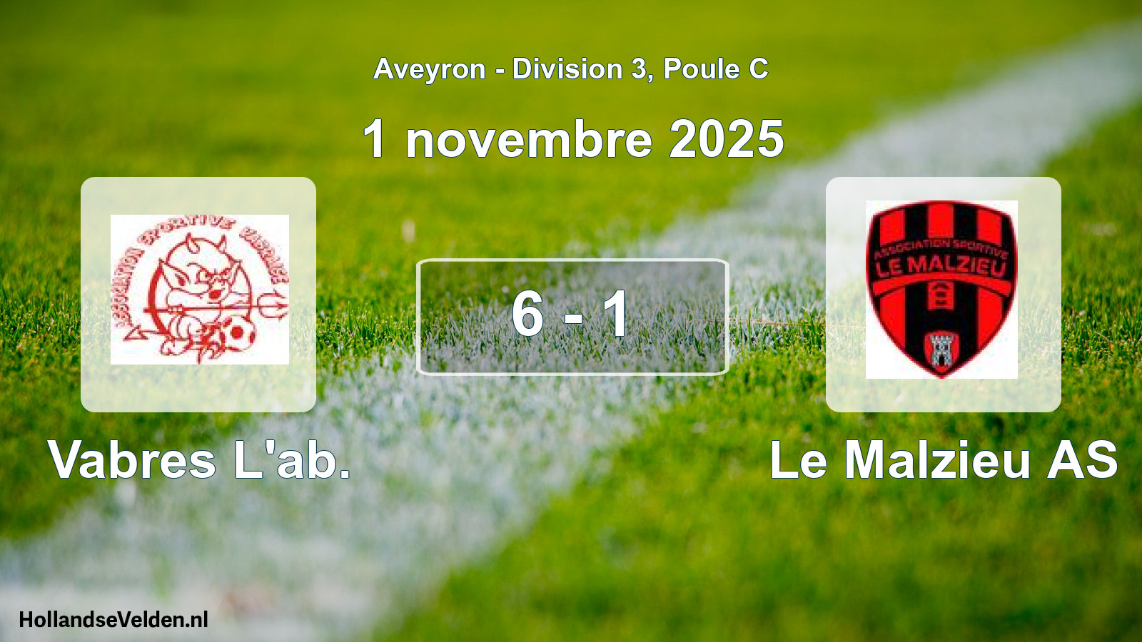 Match joué: Vabres L'ab. - Le Malzieu AS 6 - 1 (1 novembre 2025)