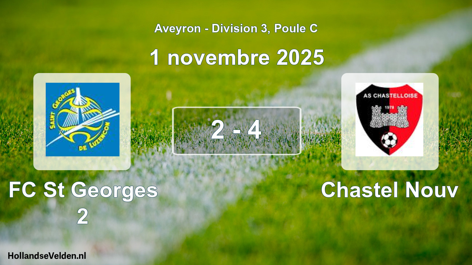 Total number of matches played: FC St Georges 2 - Chastel Nouv 2 - 4 (1 November 2025)