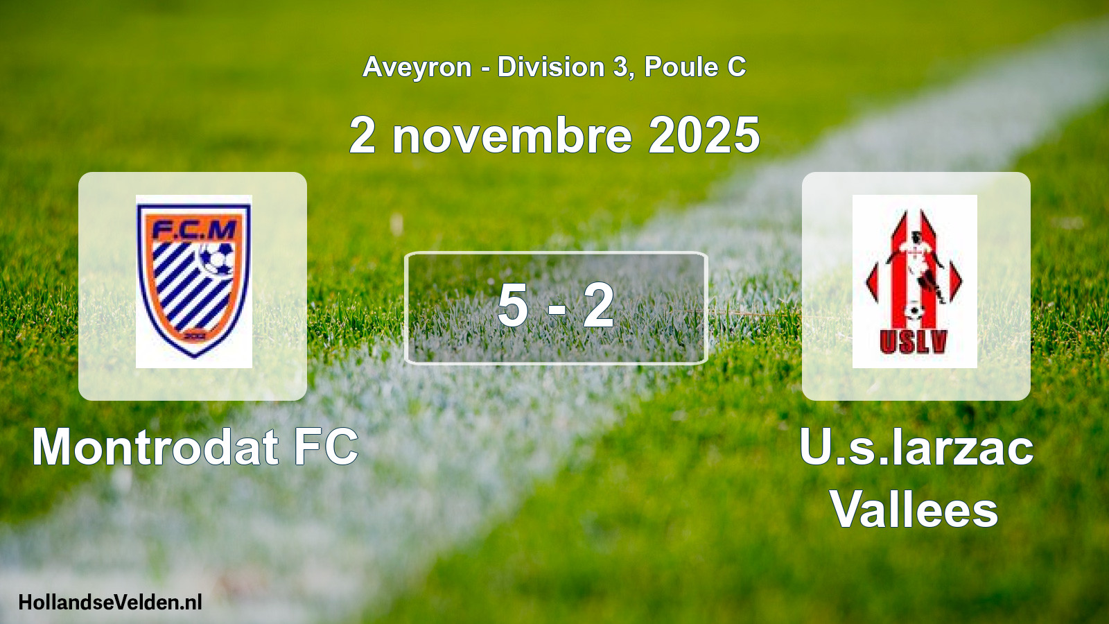 Match joué: Montrodat FC - U.s.larzac Vallees 5 - 2 (2 novembre 2025)