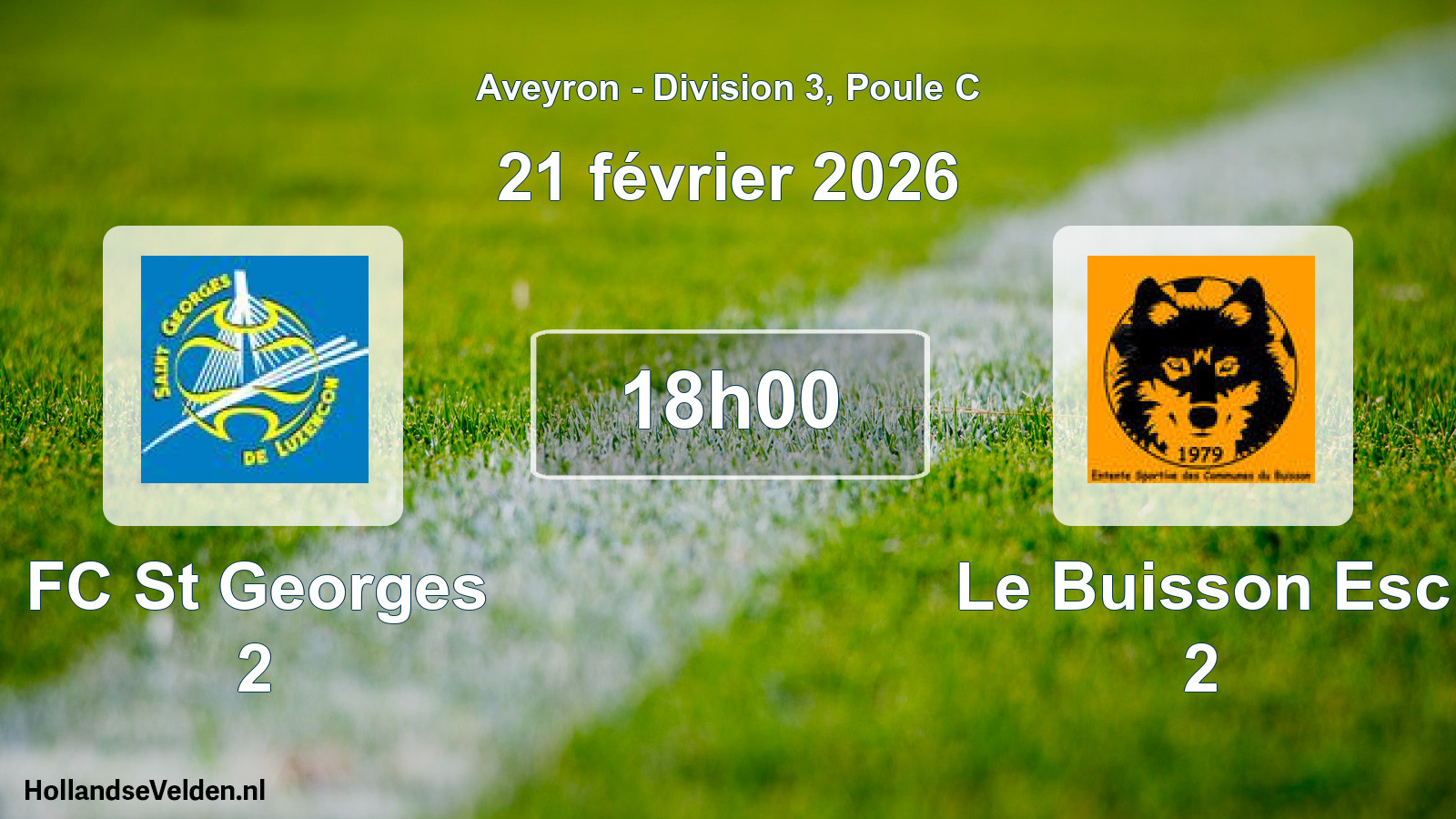 Match programmé: FC St Georges 2 - Le Buisson Esc 2 (21 février 2026)