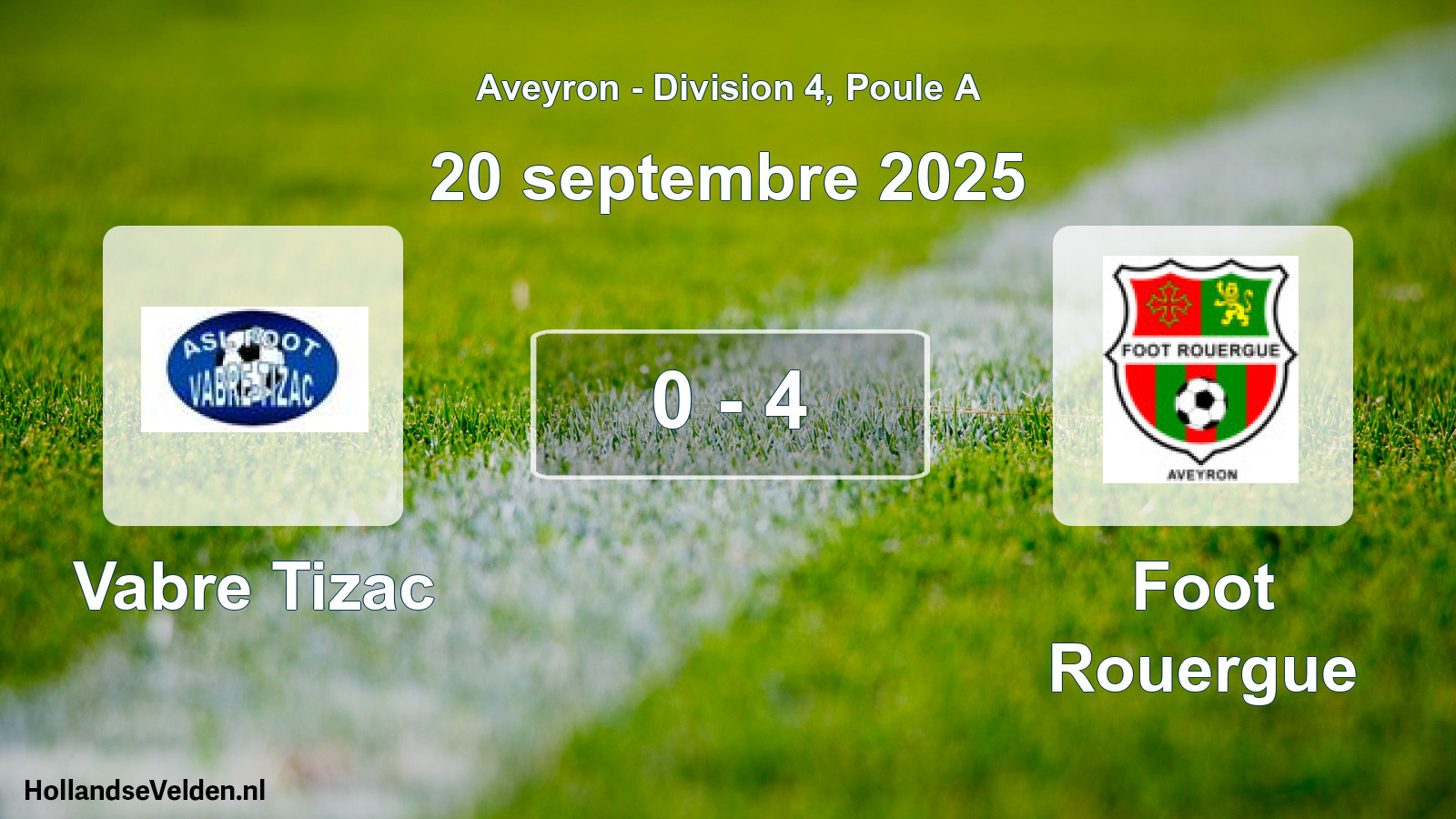 Match joué: Vabre Tizac - Foot Rouergue 0 - 4 (20 septembre 2025)