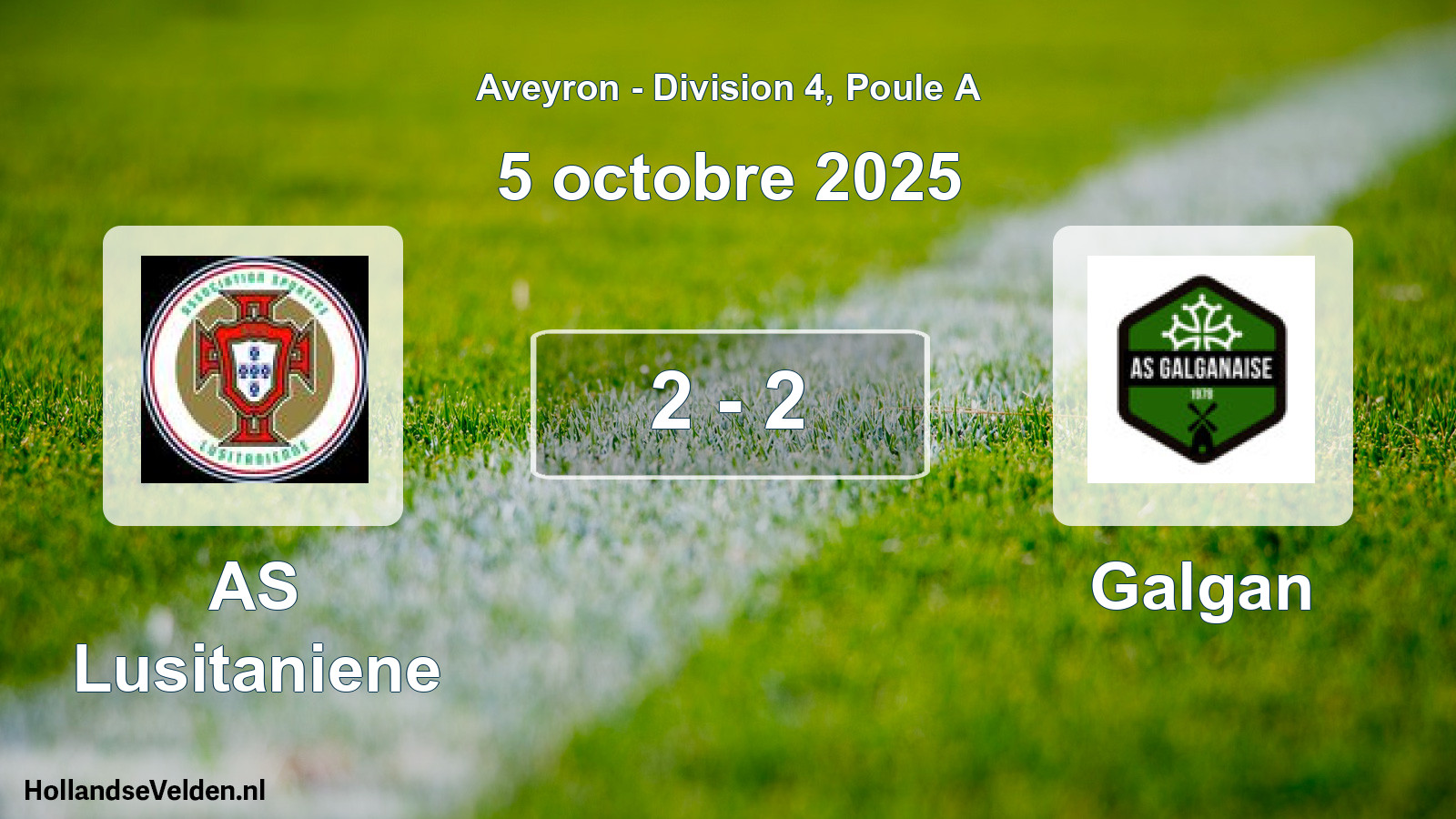 Match joué: AS Lusitaniene - Galgan 2 - 2 (5 octobre 2025)