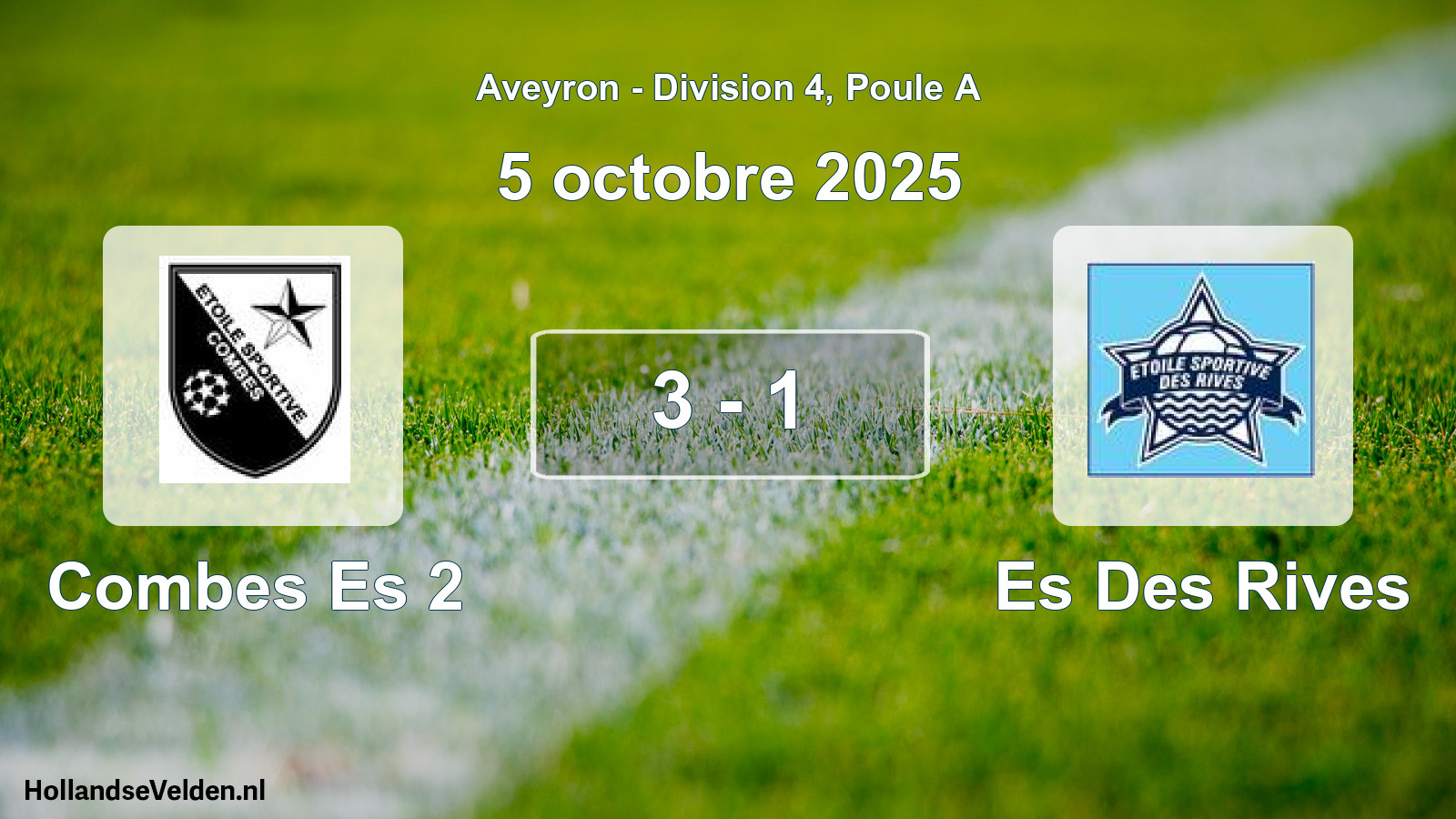 Match joué: Combes Es 2 - Es Des Rives 3 - 1 (5 octobre 2025)