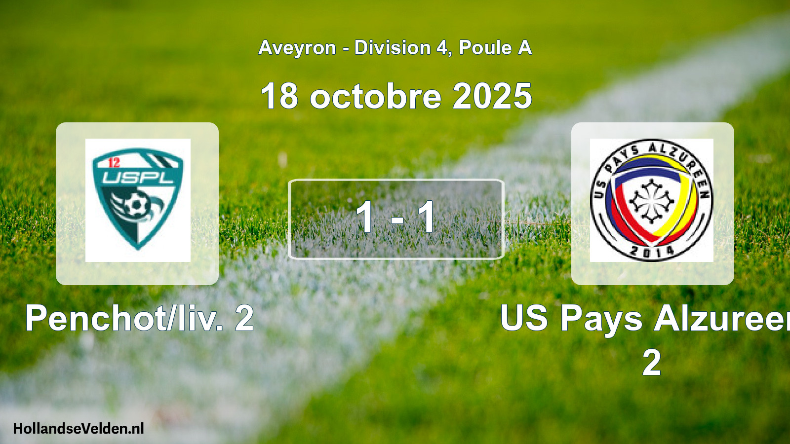 Match joué: Penchot/liv. 2 - US Pays Alzureen 2 1 - 1 (18 octobre 2025)
