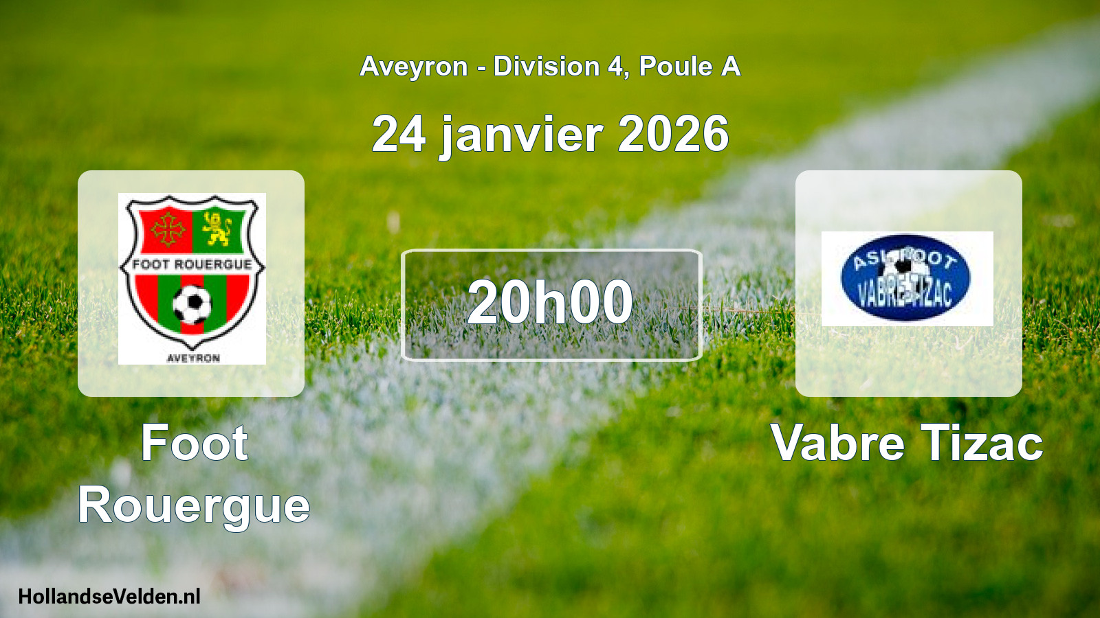 Match programmé: Foot Rouergue - Vabre Tizac (24 janvier 2026)