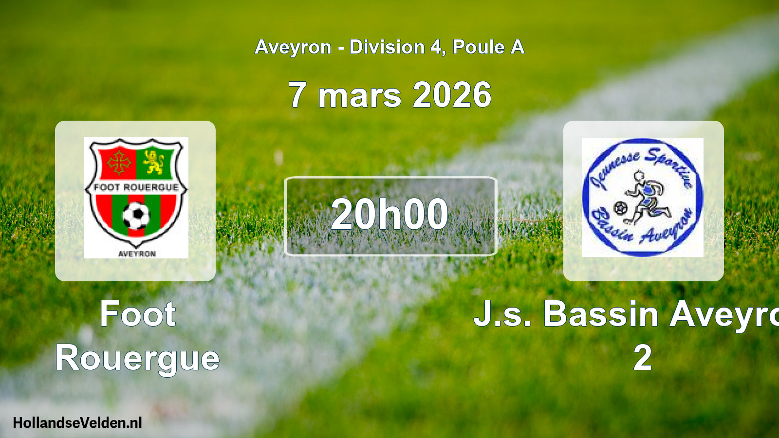 Match programmé: Foot Rouergue - J.s. Bassin Aveyron 2 (7 mars 2026)