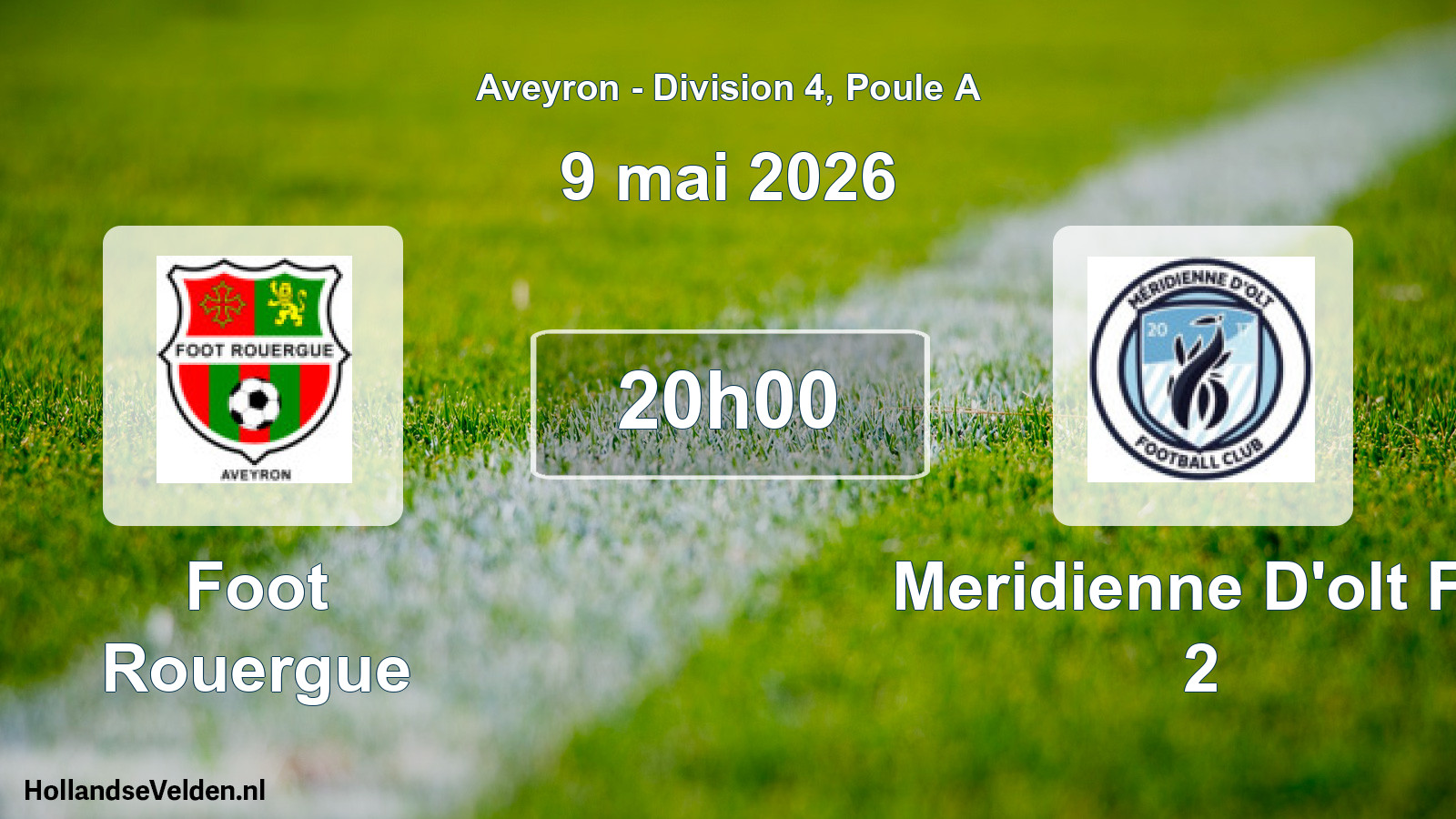 Match programmé: Foot Rouergue - Meridienne D'olt FC 2 (9 mai 2026)
