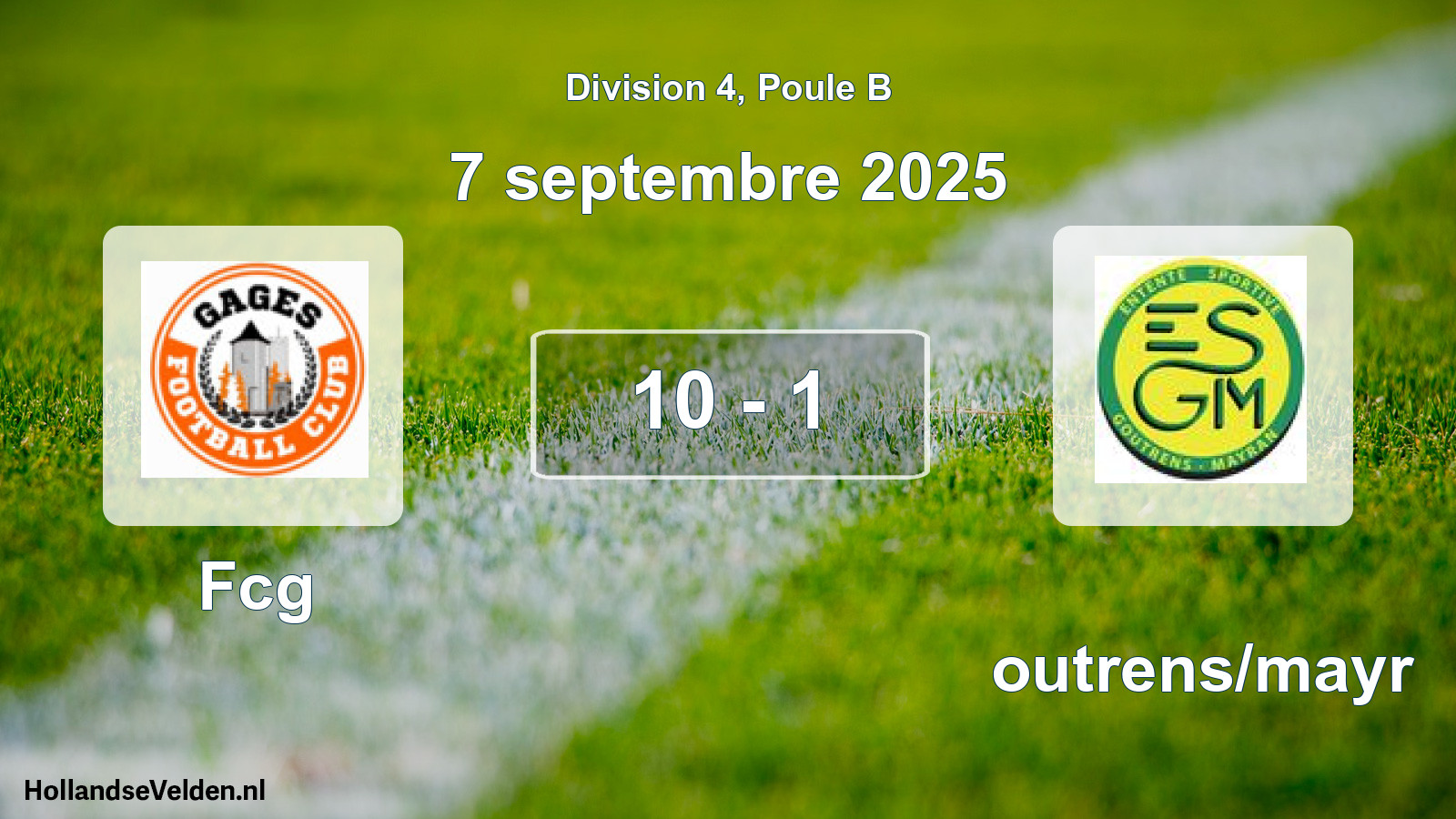 Gespeelde wedstrijd: Fcg - Goutrens/mayr 10 - 1 (7 september 2025)