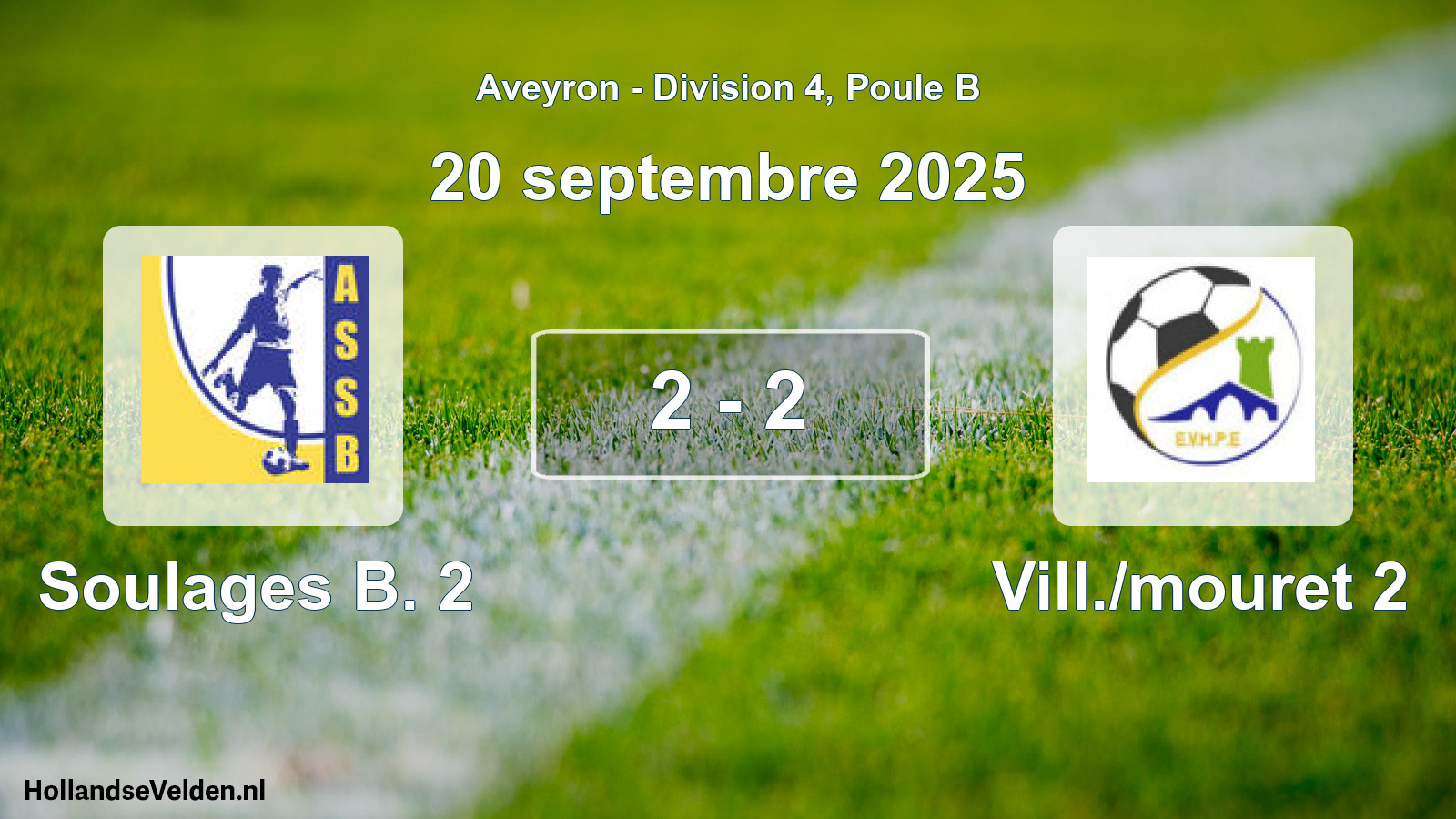 Match joué: Soulages B. 2 - Vill./mouret 2 2 - 2 (20 septembre 2025)