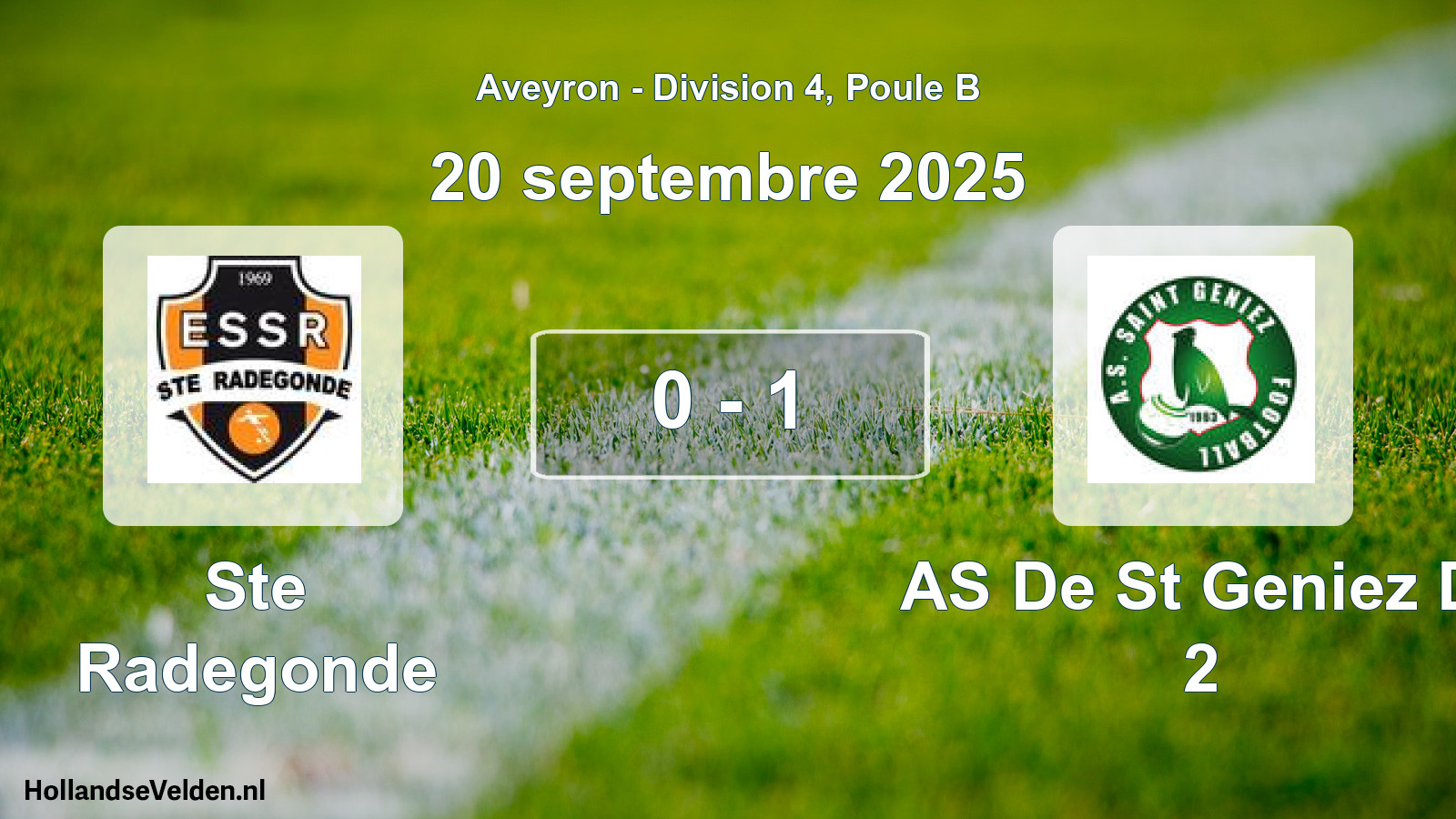 Gespeelde wedstrijd: Ste Radegonde - AS De St Geniez D' 2 0 - 1 (20 september 2025)