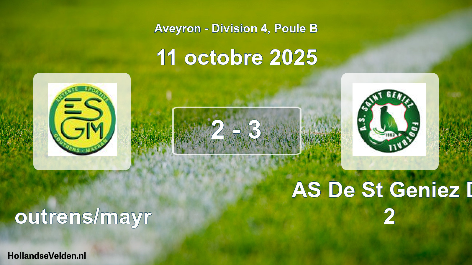 Match joué: Goutrens/mayr - AS De St Geniez D' 2 2 - 3 (11 octobre 2025)