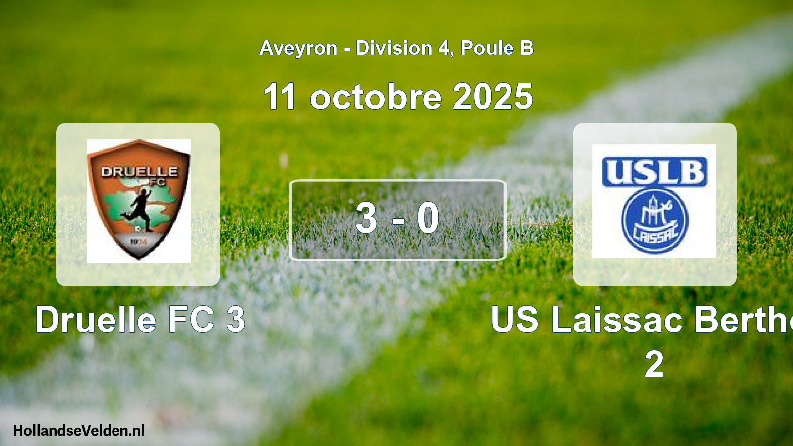 Match joué: Druelle FC 3 - US Laissac Berthol 2 3 - 0 (11 octobre 2025)