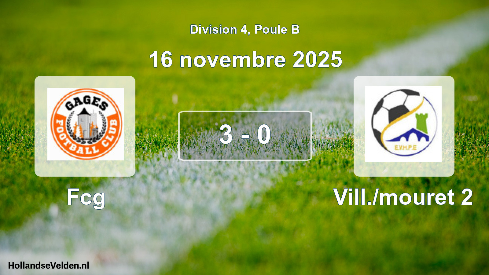 Total number of matches played: Fcg - Vill./mouret 2 3 - 0 (16 November 2025)