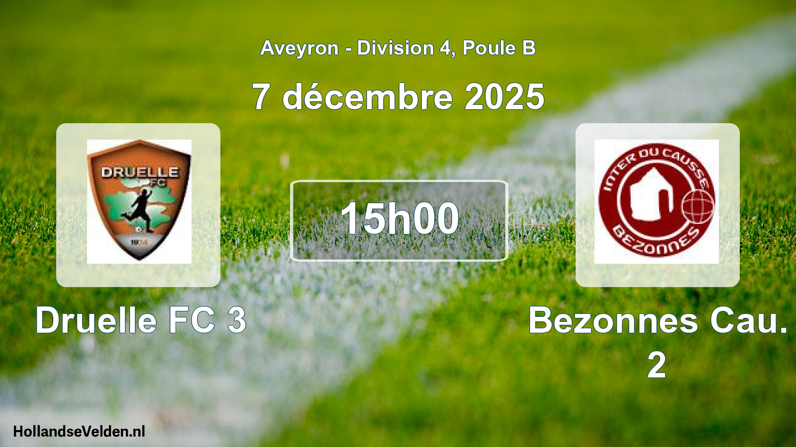Match programmé: Druelle FC 3 - Bezonnes Cau. 2 (7 décembre 2025)