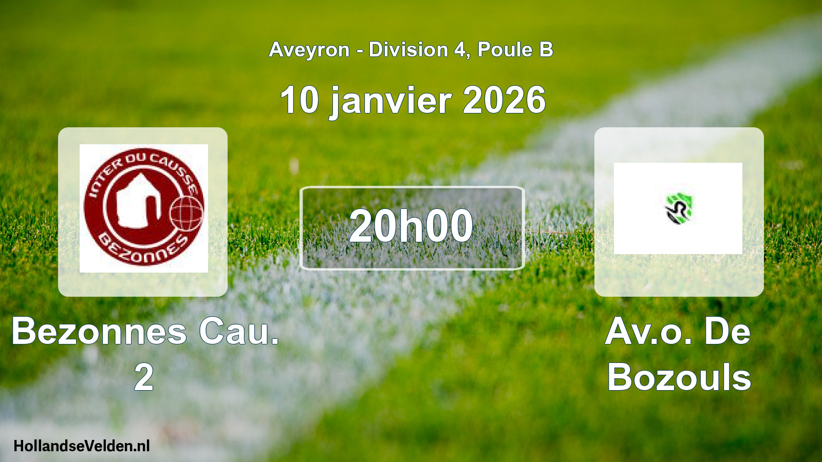 Match programmé: Bezonnes Cau. 2 - Av.o. De Bozouls (10 janvier 2026)