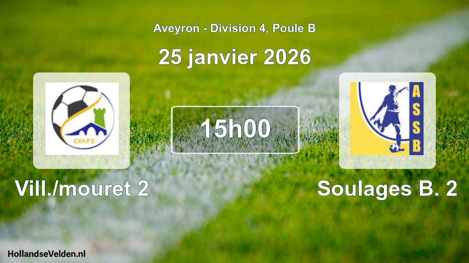 Match programmé: Vill./mouret 2 - Soulages B. 2 (25 janvier 2026)