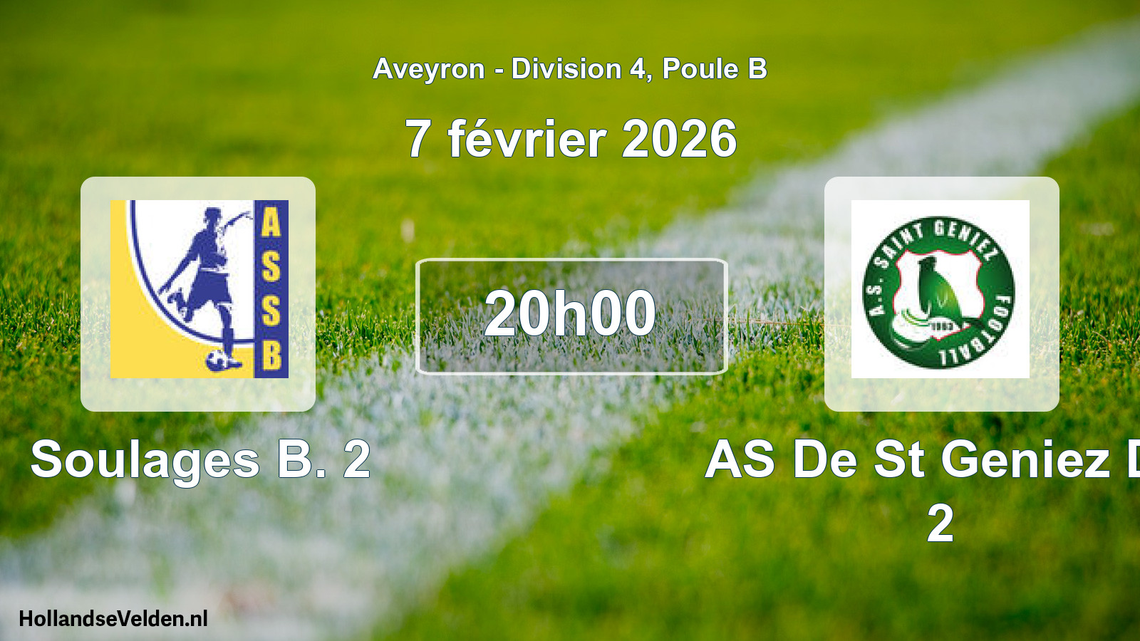 Match programmé: Soulages B. 2 - AS De St Geniez D' 2 (7 février 2026)