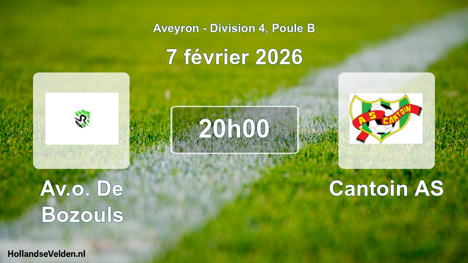 Match programmé: Av.o. De Bozouls - Cantoin AS (7 février 2026)