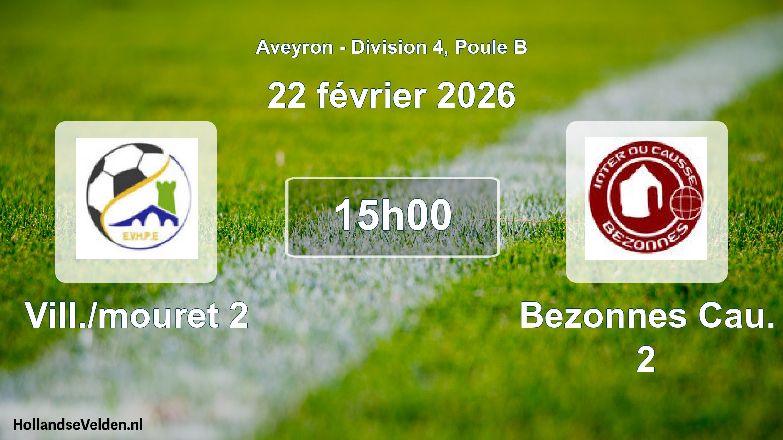 Match programmé: Vill./mouret 2 - Bezonnes Cau. 2 (22 février 2026)