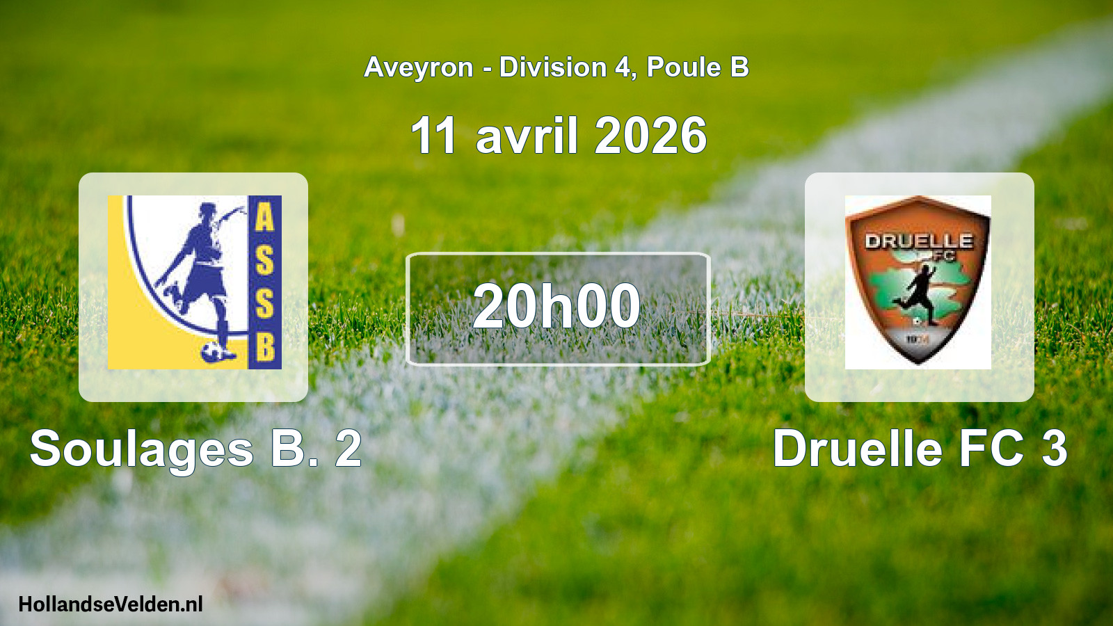Match programmé: Soulages B. 2 - Druelle FC 3 (11 avril 2026)