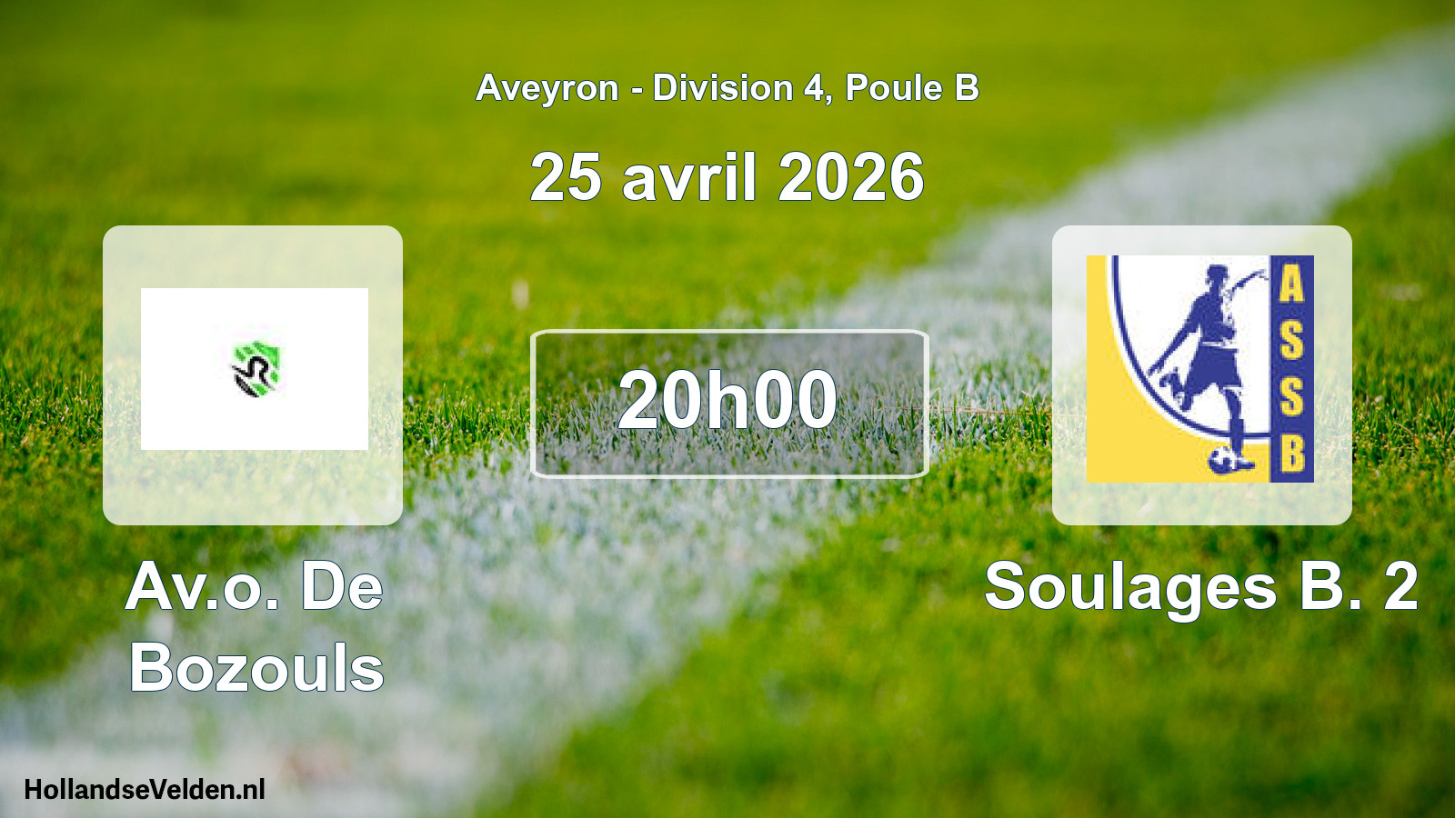 Match programmé: Av.o. De Bozouls - Soulages B. 2 (25 avril 2026)