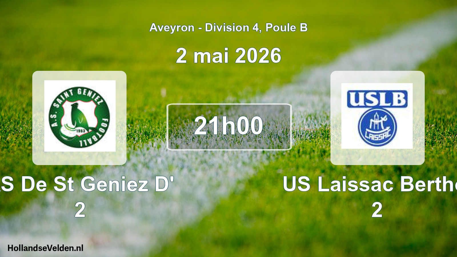 Match programmé: AS De St Geniez D' 2 - US Laissac Berthol 2 (2 mai 2026)