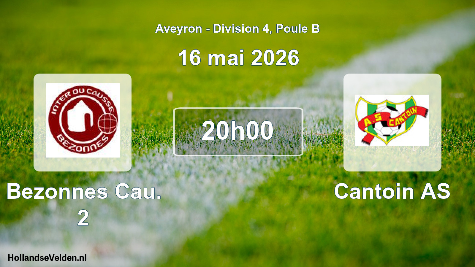 Match programmé: Bezonnes Cau. 2 - Cantoin AS (16 mai 2026)