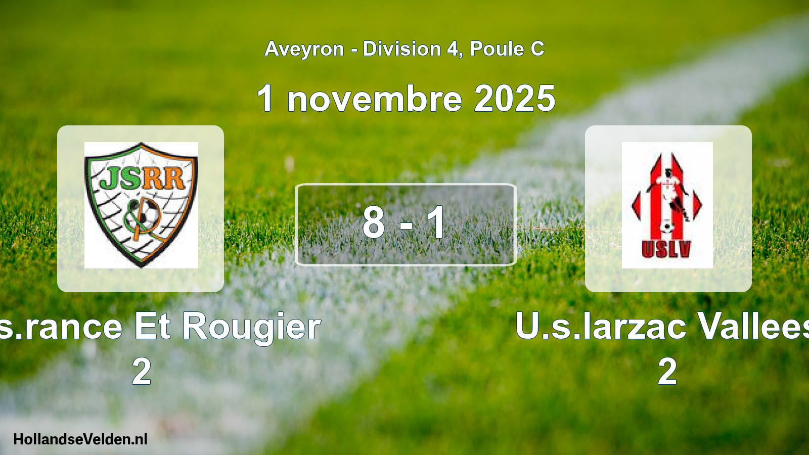 Match joué: J.s.rance Et Rougier 2 - U.s.larzac Vallees 2 8 - 1 (1 novembre 2025)