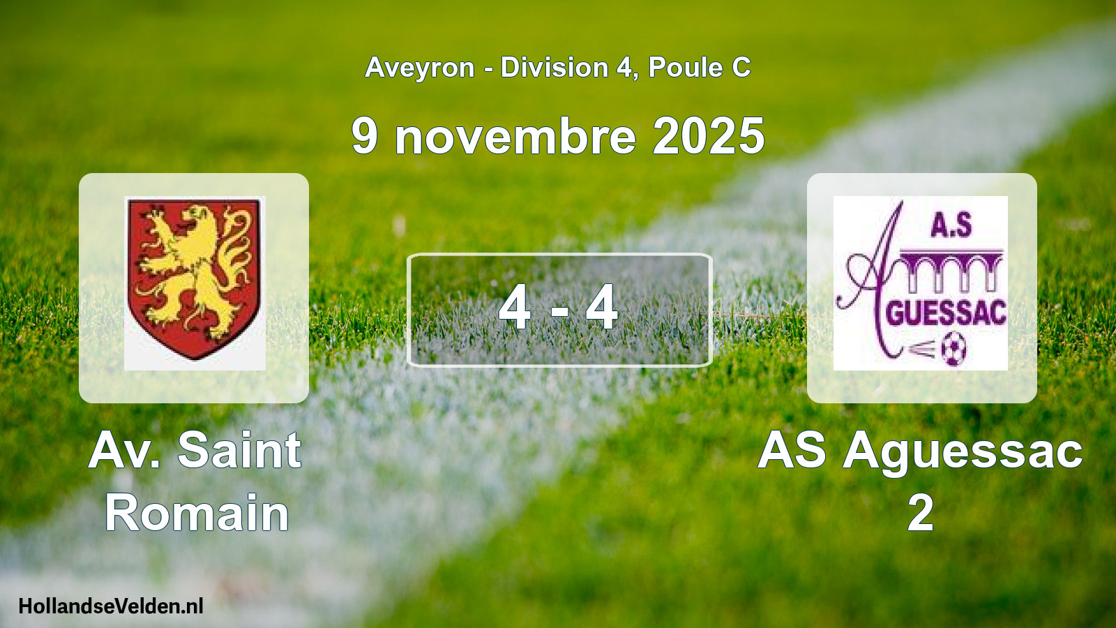 Match joué: Av. Saint Romain - AS Aguessac 2 4 - 4 (9 novembre 2025)